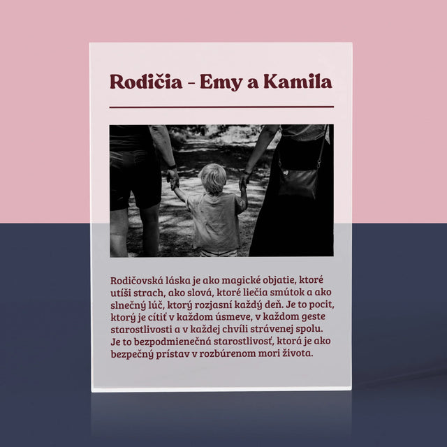 Fotografia A Podpis: Rodičia Definícia Ich Lásky - Akrylový Blok (Vertikálne)