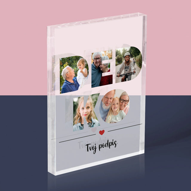 Slovo Z Fotografií: Dedko Z Tvojich Fotografií - Akrylový Blok (Vertikálne)