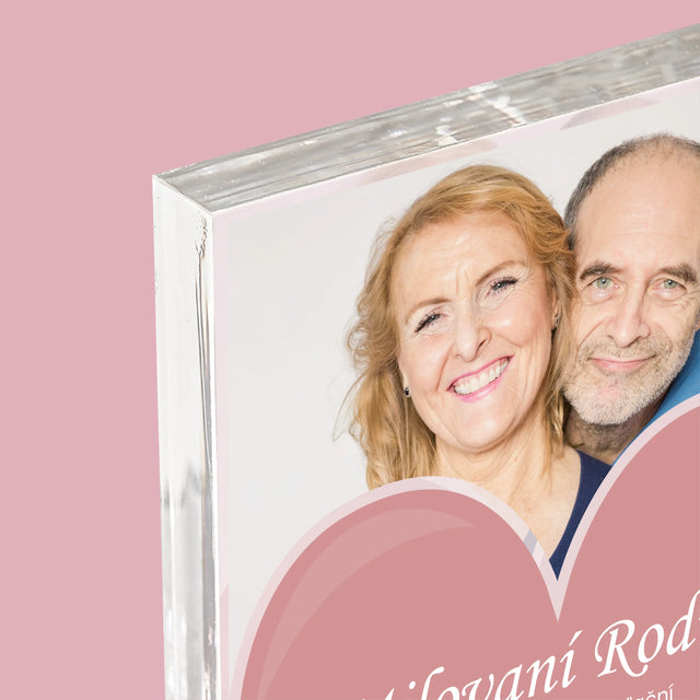 Fotografia A Podpis: Milovaní Rodičia - Akrylový Blok (Vertikálne)