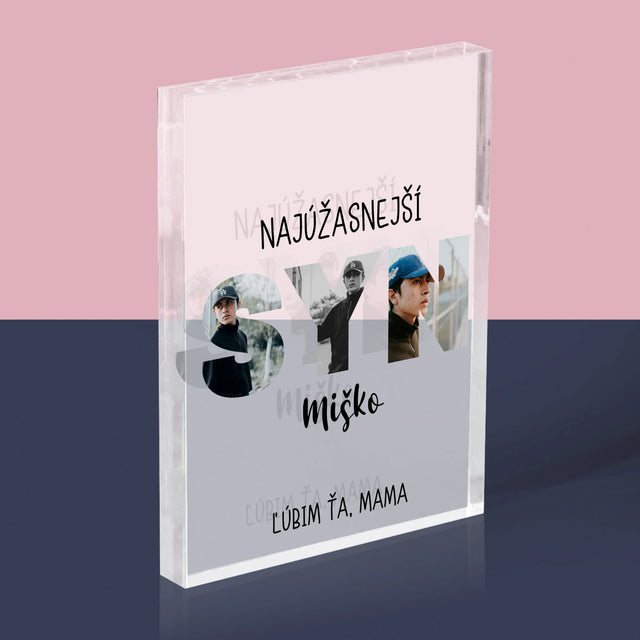 Slovo Z Fotografií: Syn Z Tvojich Fotografií - Akrylový Blok (Vertikálne)