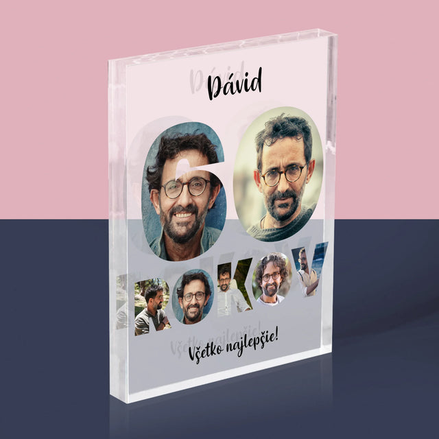 Slovo Z Fotografií: 60 Rokov Z Tvojich Fotografií - Akrylový Blok (Vertikálne)