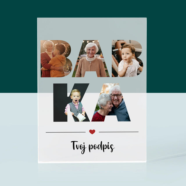 Slovo Z Fotografií: Babka Z Tvojich Fotografií - Akrylový Blok (Vertikálne)