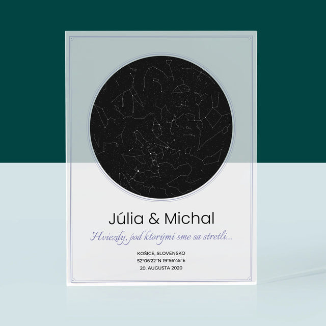 Mapa Hviezd: Mapa Hviezd: Pod Hviezdami - Akrylový Blok (Vertikálne)