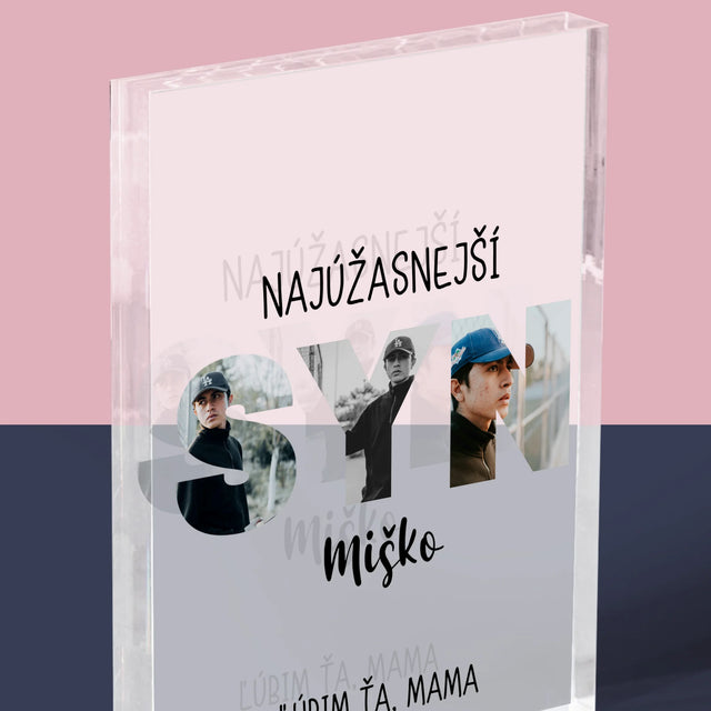 Slovo Z Fotografií: Syn Z Tvojich Fotografií - Akrylový Blok (Vertikálne)