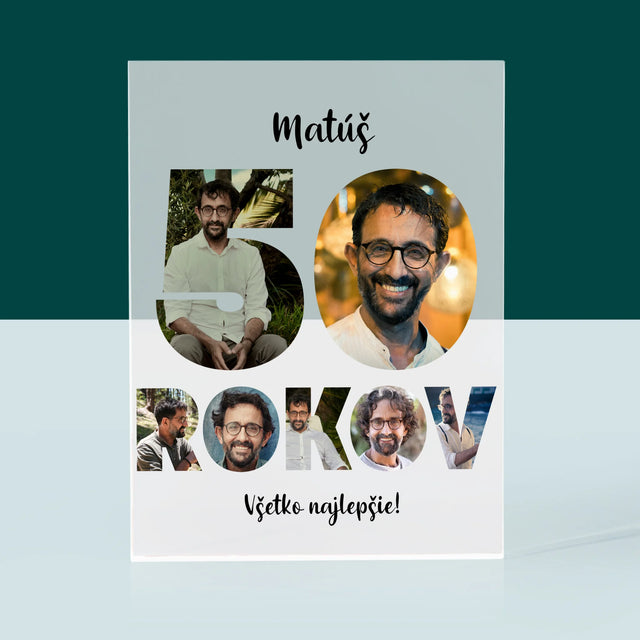 Slovo Z Fotografií: 50 Rokov Z Tvojich Fotografií - Akrylový Blok (Vertikálne)