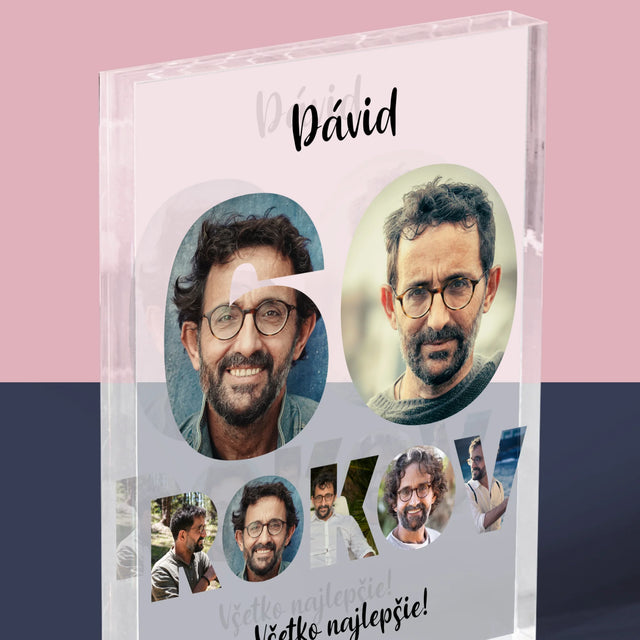 Slovo Z Fotografií: 60 Rokov Z Tvojich Fotografií - Akrylový Blok (Vertikálne)