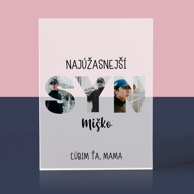 Slovo Z Fotografií: Syn Z Tvojich Fotografií - Akrylový Blok (Vertikálne)