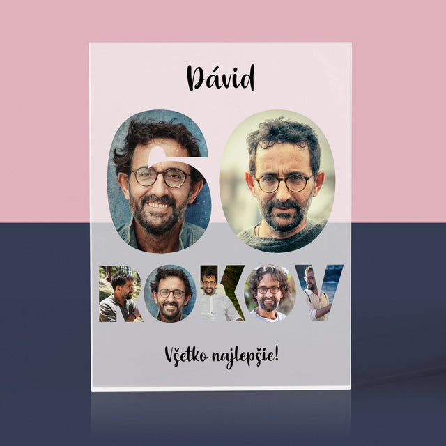 Slovo Z Fotografií: 60 Rokov Z Tvojich Fotografií - Akrylový Blok (Vertikálne)