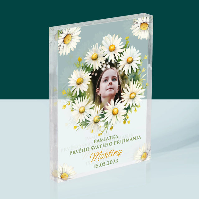 Fotografia A Podpis: Pamiatka 1. Sv Prijímania Sedmokrásky - Akrylový Blok (Vertikálne)