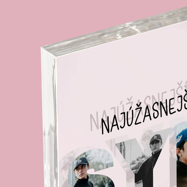 Slovo Z Fotografií: Syn Z Tvojich Fotografií - Akrylový Blok (Vertikálne)