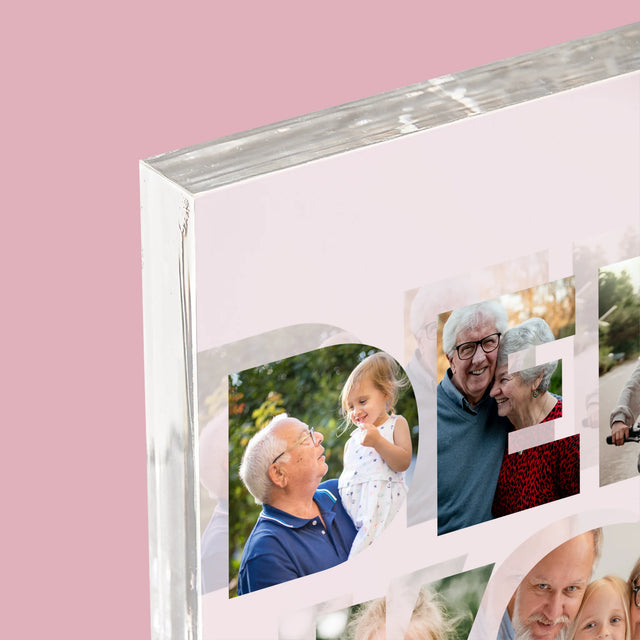 Slovo Z Fotografií: Dedko Z Tvojich Fotografií - Akrylový Blok (Vertikálne)