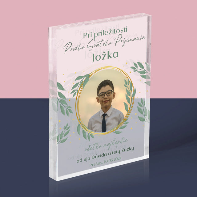 Fotografia A Podpis: Pri Príležitosti Prvého Svätého Prijímania - Akrylový Blok (Vertikálne)