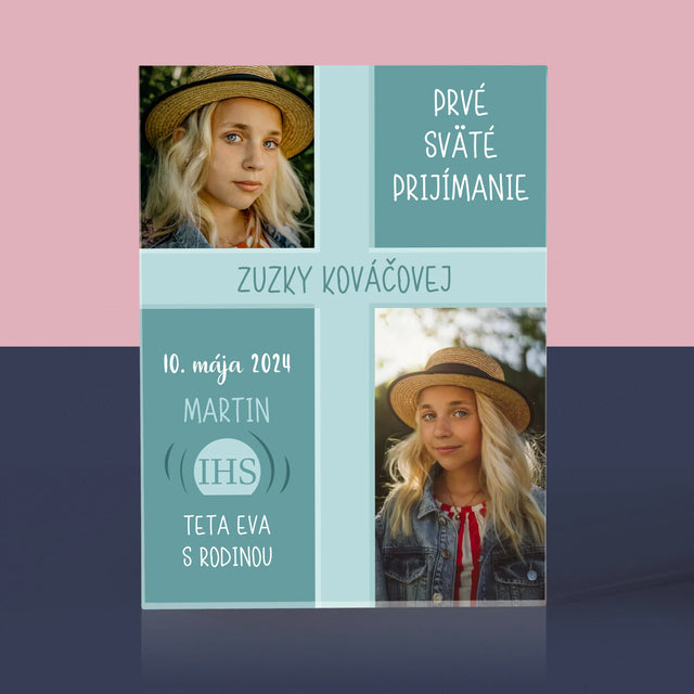 Fotokoláž: Prvé Sväté Prijímanie - Akrylový Blok (Vertikálne)