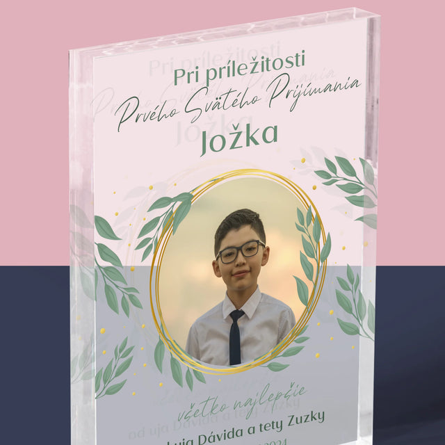 Fotografia A Podpis: Pri Príležitosti Prvého Svätého Prijímania - Akrylový Blok (Vertikálne)