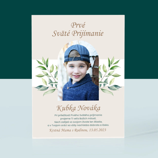 Fotografia A Podpis: Prvé Sväté Prijímanie Venovanie - Akrylový Blok (Vertikálne)