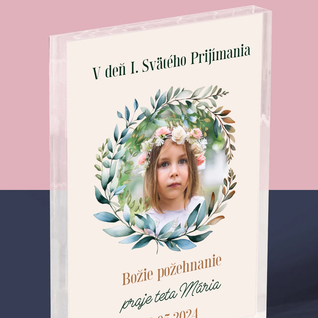 Fotografia A Podpis: V Deň I. Svätého Prijímania - Akrylový Blok (Vertikálne)