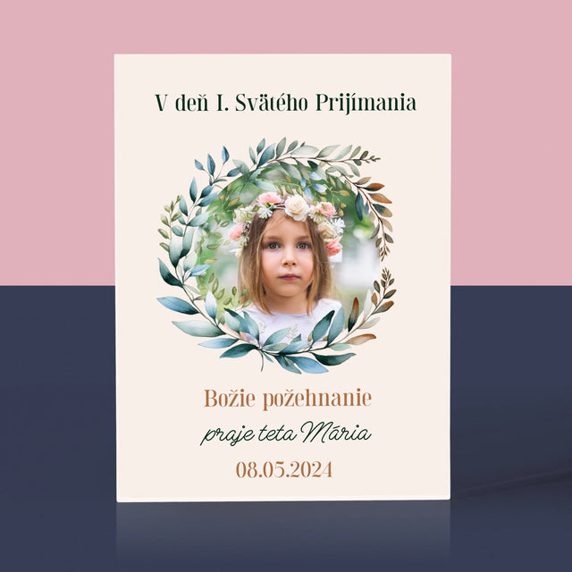 Fotografia A Podpis: V Deň I. Svätého Prijímania - Akrylový Blok (Vertikálne)