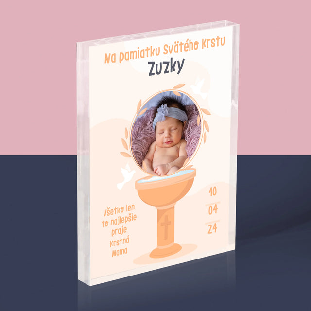 Fotografia A Podpis: Na Pamiatku Svätého Krstu - Akrylový Blok (Vertikálne)