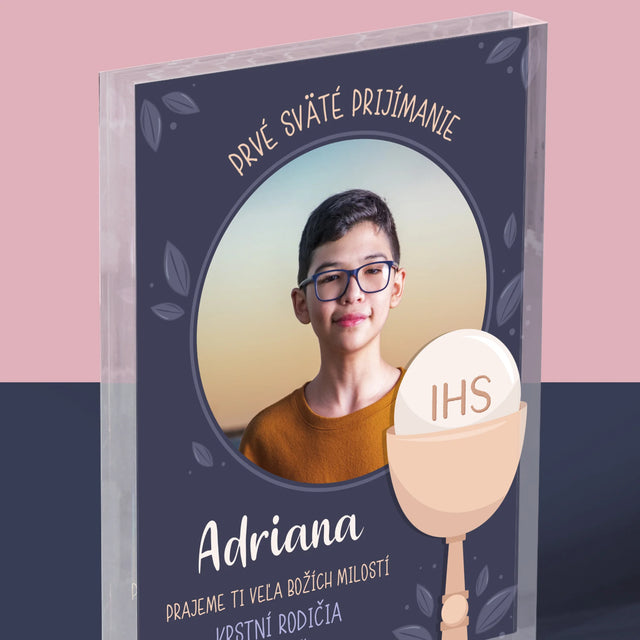 Fotografia A Podpis: Prvé Sväté Prijímanie - Akrylový Blok (Vertikálne)