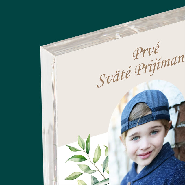 Fotografia A Podpis: Prvé Sväté Prijímanie Venovanie - Akrylový Blok (Vertikálne)