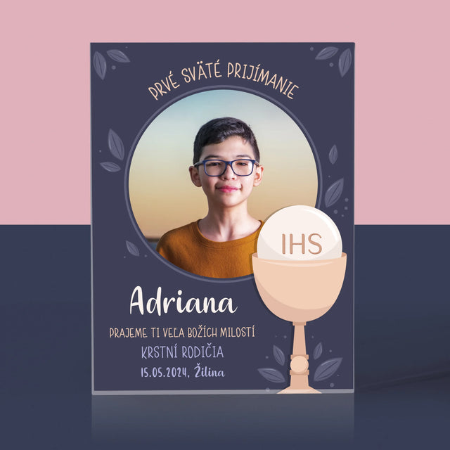 Fotografia A Podpis: Prvé Sväté Prijímanie - Akrylový Blok (Vertikálne)