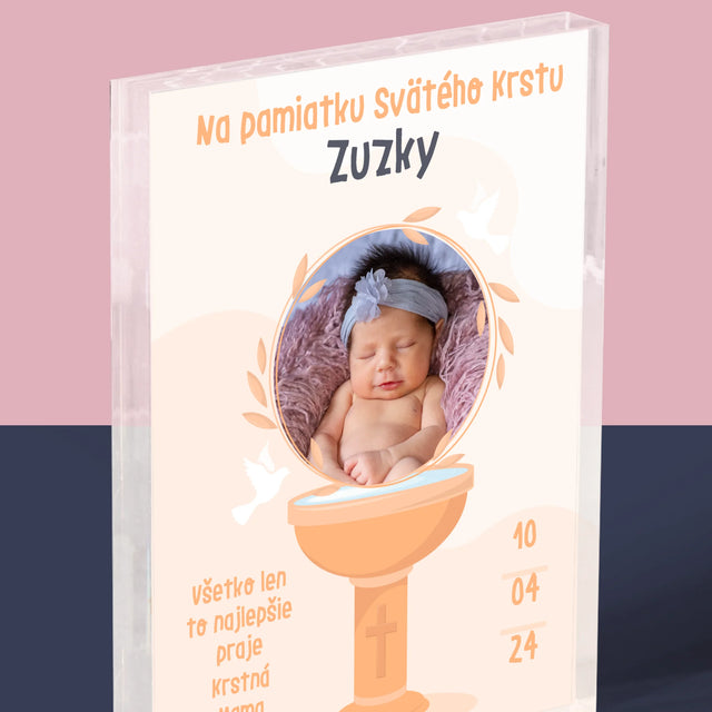 Fotografia A Podpis: Na Pamiatku Svätého Krstu - Akrylový Blok (Vertikálne)