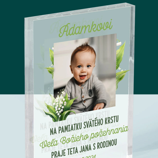 Fotografia A Podpis: Pamiatka Krstu Konvalinky - Akrylový Blok (Vertikálne)