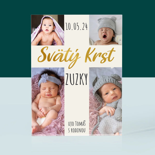 Fotokoláž: Svätý Krst Kríž - Akrylový Blok (Vertikálne)