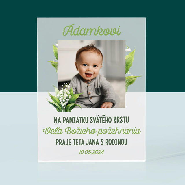 Fotografia A Podpis: Pamiatka Krstu Konvalinky - Akrylový Blok (Vertikálne)