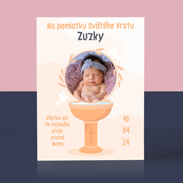 Fotografia A Podpis: Na Pamiatku Svätého Krstu - Akrylový Blok (Vertikálne)