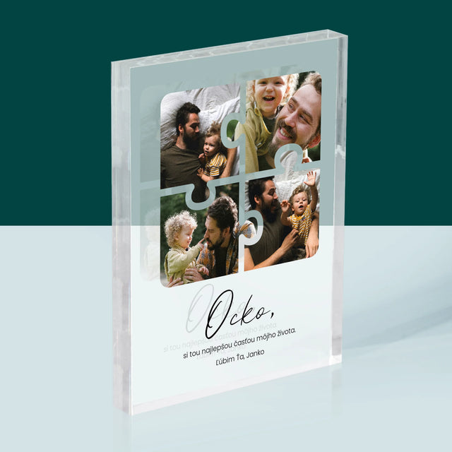 Fotokoláž: Puzzle Fotografie Pre Ocka - Akrylový Blok (Vertikálne)