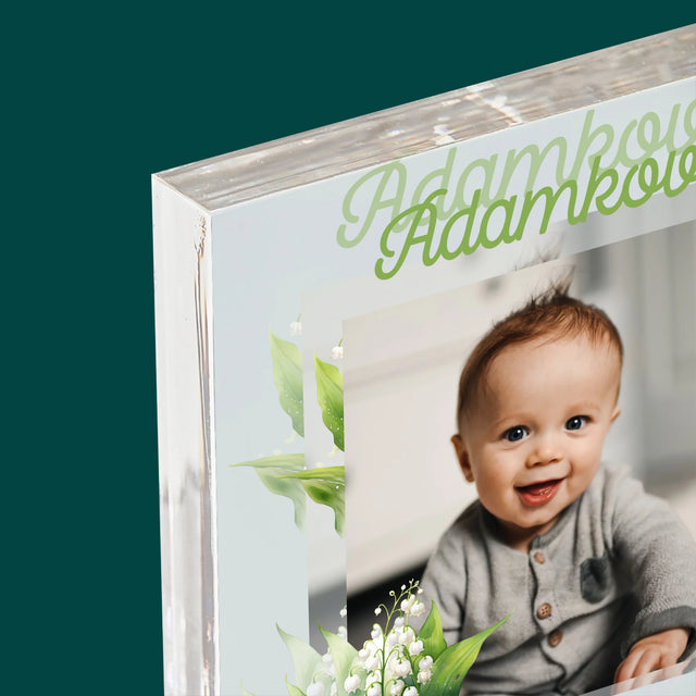 Fotografia A Podpis: Pamiatka Krstu Konvalinky - Akrylový Blok (Vertikálne)