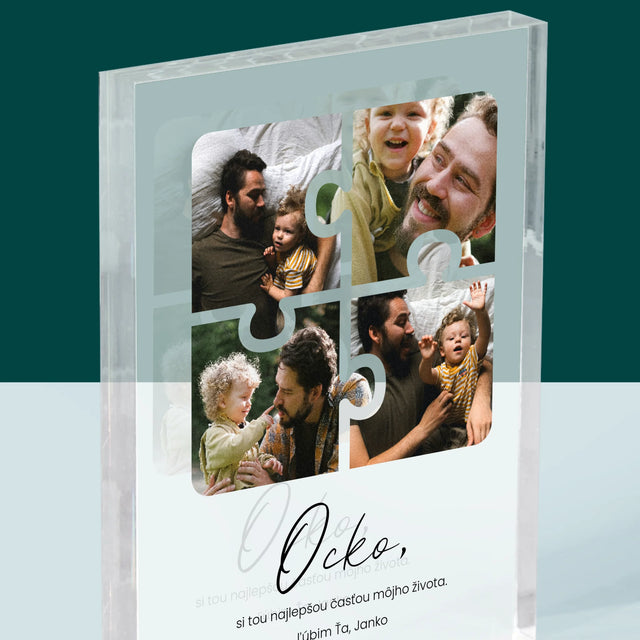 Fotokoláž: Puzzle Fotografie Pre Ocka - Akrylový Blok (Vertikálne)