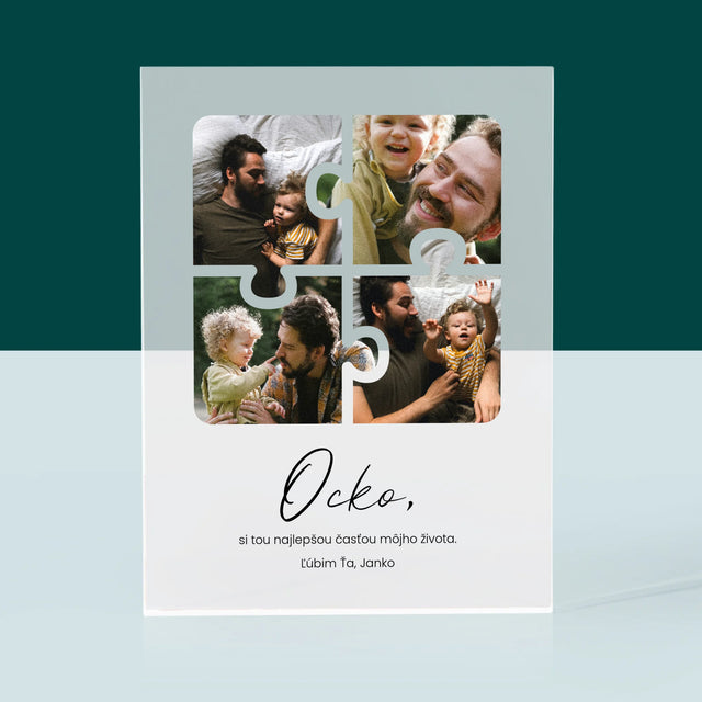 Fotokoláž: Puzzle Fotografie Pre Ocka - Akrylový Blok (Vertikálne)