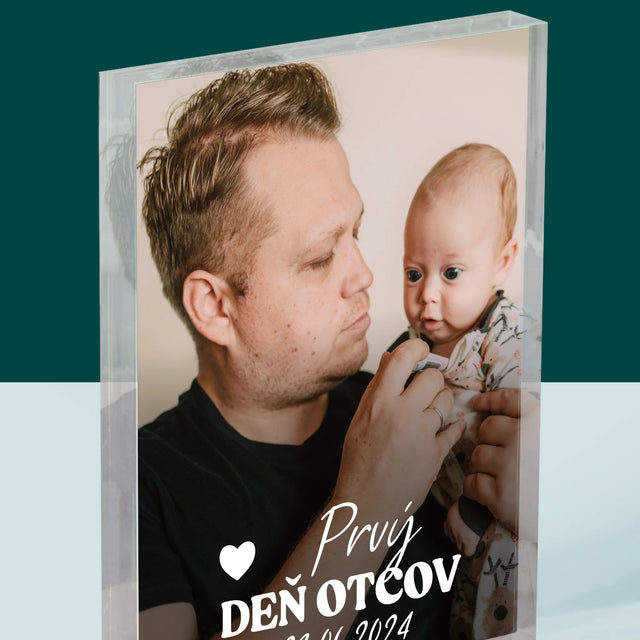 Fotografia A Podpis: Prvý Deň Otcov - Akrylový Blok (Vertikálne)