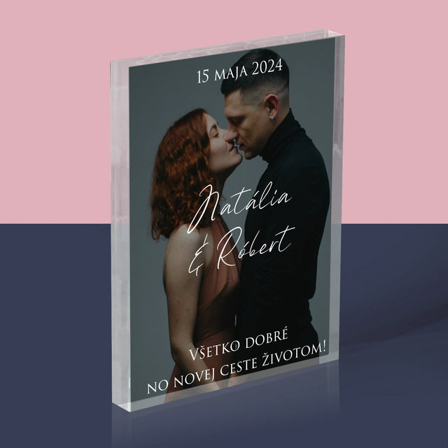 Fotografia A Podpis: Svadobná Fotografia Priania - Akrylový Blok (Vertikálne)