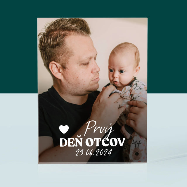 Fotografia A Podpis: Prvý Deň Otcov - Akrylový Blok (Vertikálne)