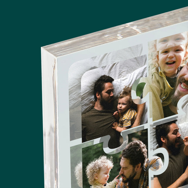 Fotokoláž: Puzzle Fotografie Pre Ocka - Akrylový Blok (Vertikálne)