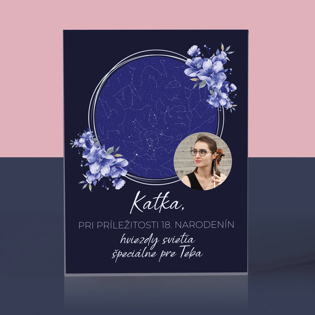 Mapa Hviezd: Mapa Hviezd: Hviezdy Svietia K Narodeninám - Akrylový Blok (Vertikálne)