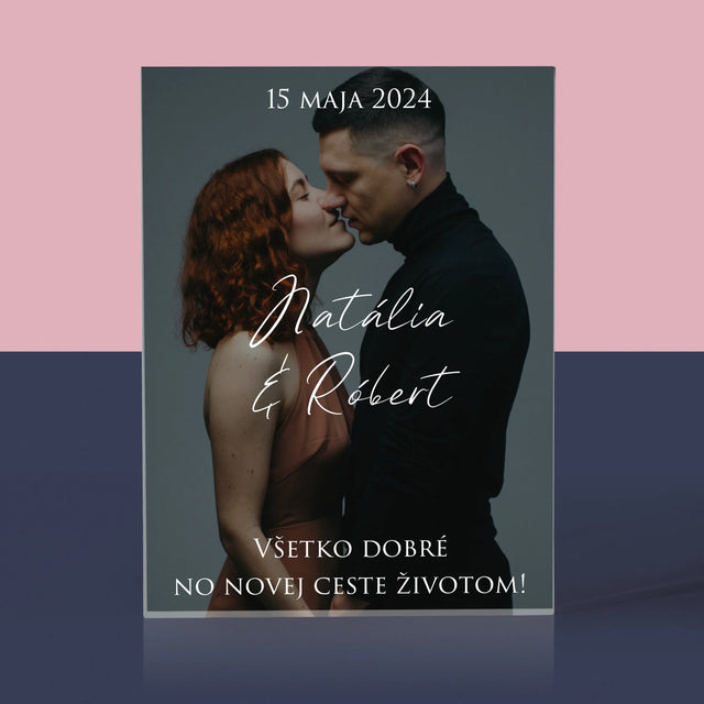 Fotografia A Podpis: Svadobná Fotografia Priania - Akrylový Blok (Vertikálne)