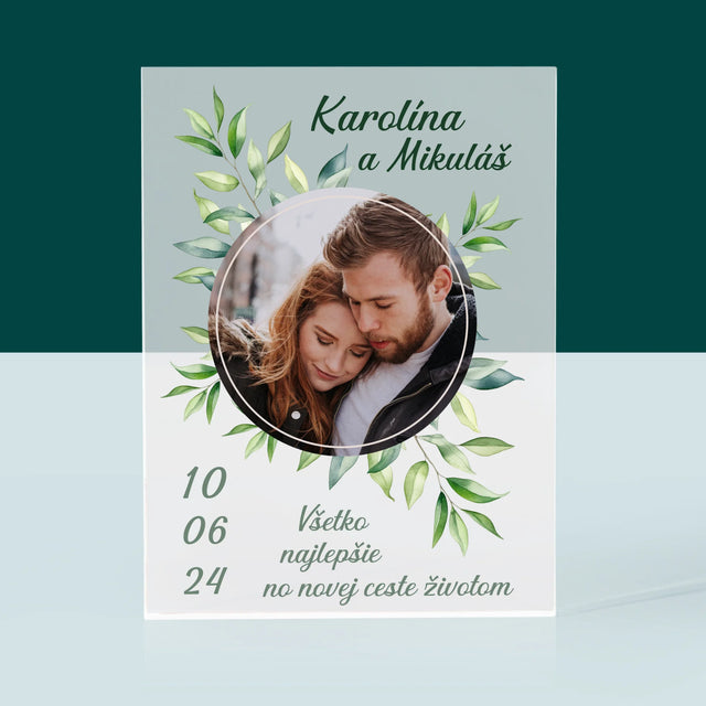 Fotografia A Podpis: Svadobné Lístky - Akrylový Blok (Vertikálne)