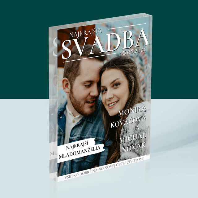 Obálka Časopisu: Najkrajšia Svadba - Akrylový Blok (Vertikálne)