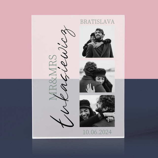 Fotokoláž: Mr&Mrs Svadobné - Akrylový Blok (Vertikálne)