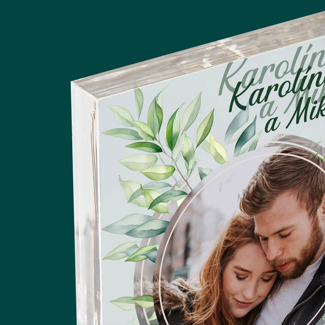 Fotografia A Podpis: Svadobné Lístky - Akrylový Blok (Vertikálne)