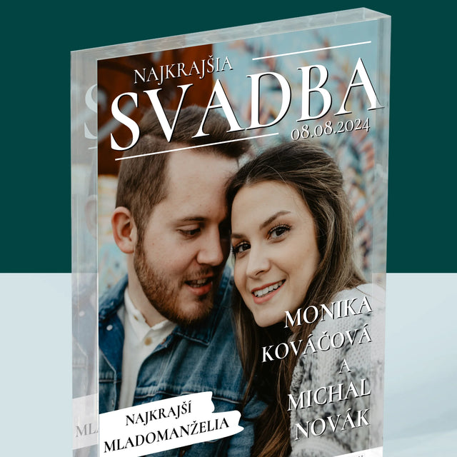 Obálka Časopisu: Najkrajšia Svadba - Akrylový Blok (Vertikálne)