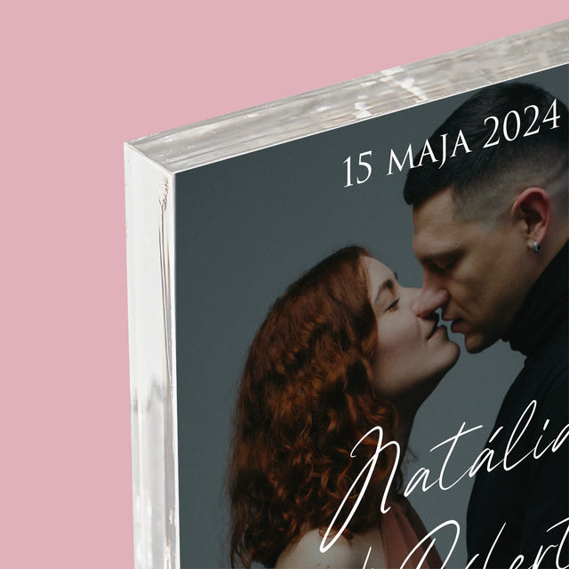 Fotografia A Podpis: Svadobná Fotografia Priania - Akrylový Blok (Vertikálne)