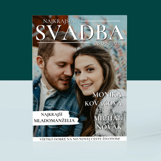 Obálka Časopisu: Najkrajšia Svadba - Akrylový Blok (Vertikálne)