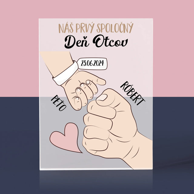 Meno A Podpis: Prvý Spoločný Deň Otcov - Akrylový Blok (Vertikálne)