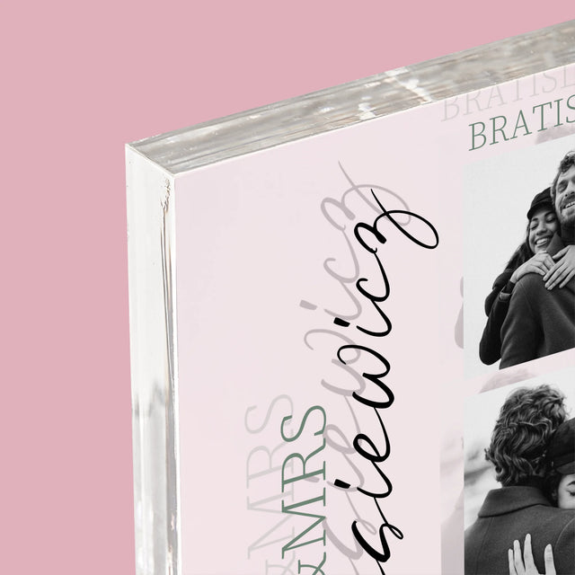 Fotokoláž: Mr&Mrs Svadobné - Akrylový Blok (Vertikálne)