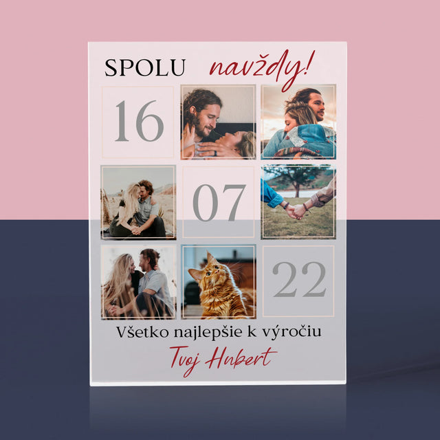 Fotokoláž: Spolu Navždy! - Akrylový Blok (Vertikálne)